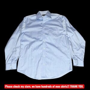 Jos A Bank Traveler Shirt Mens 15.5 35 Blue Button Down Long Sleeve Dress Pocket